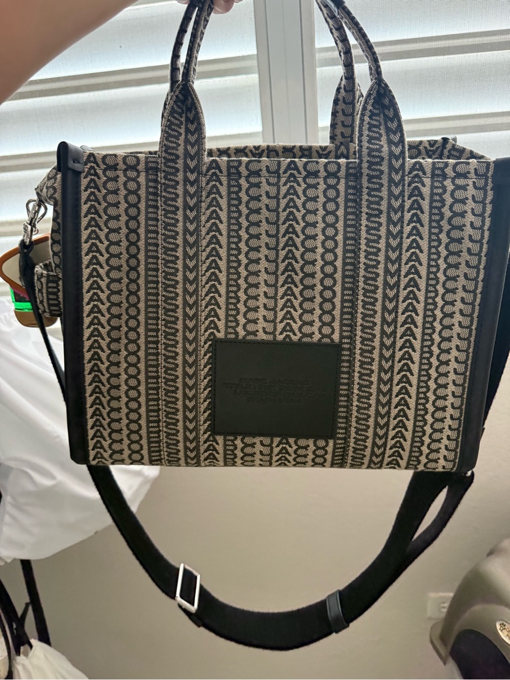 Marc Jacobs Black and Beige Logo Canvas Tote - Picture 3 of 5